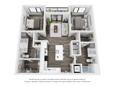 2 Bedroom, 2 Bath Unit