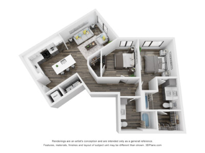 2 Bedroom, 2 Bath Unit